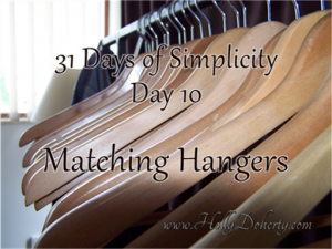 matching hangers add visual simplicity to a closet